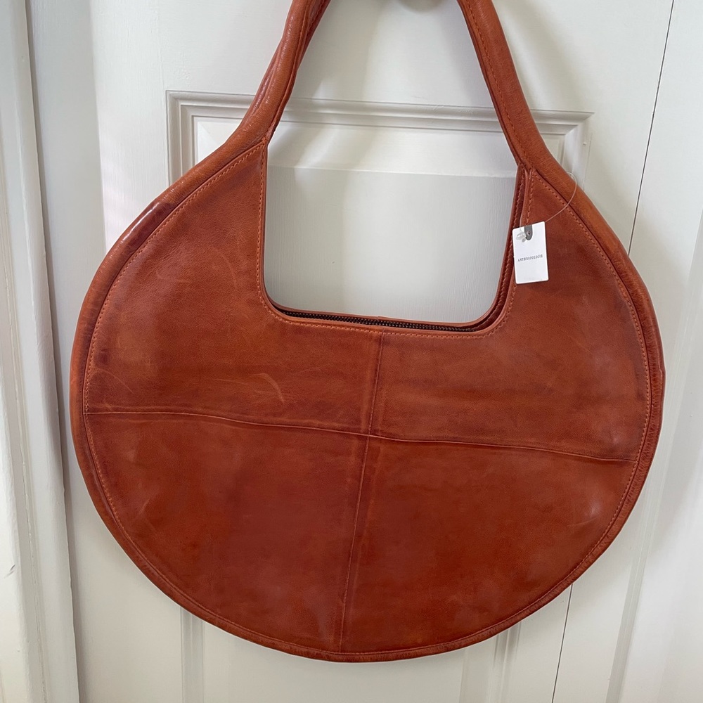 Anthropologie Round Leather Tote in Cognac Brown - Picture 2 of 6